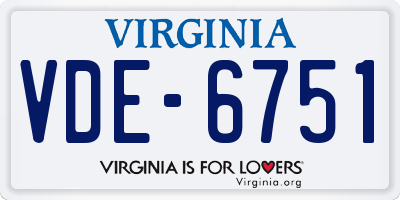 VA license plate VDE6751