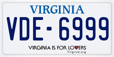 VA license plate VDE6999