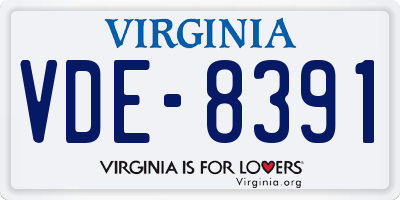VA license plate VDE8391