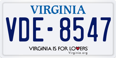 VA license plate VDE8547