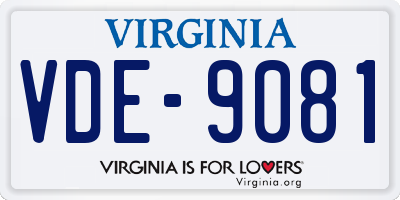 VA license plate VDE9081