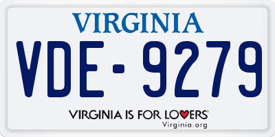 VA license plate VDE9279