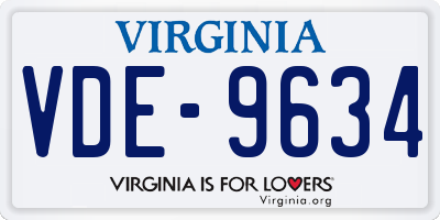 VA license plate VDE9634