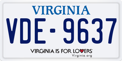 VA license plate VDE9637