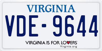 VA license plate VDE9644