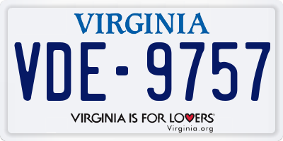 VA license plate VDE9757