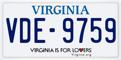 VA license plate VDE9759