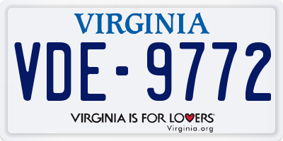 VA license plate VDE9772