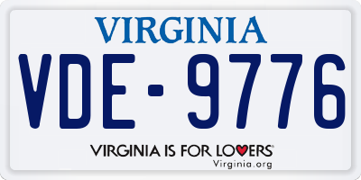 VA license plate VDE9776
