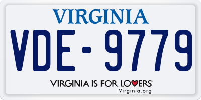 VA license plate VDE9779