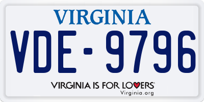 VA license plate VDE9796