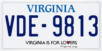VA license plate VDE9813