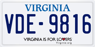VA license plate VDE9816