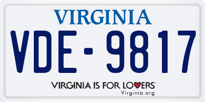 VA license plate VDE9817