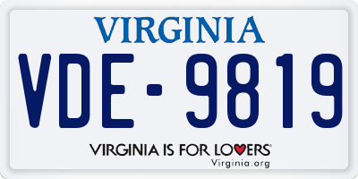 VA license plate VDE9819