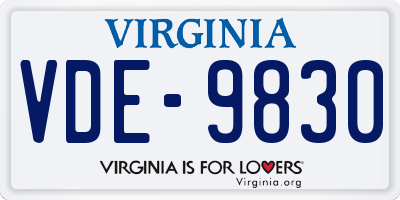 VA license plate VDE9830