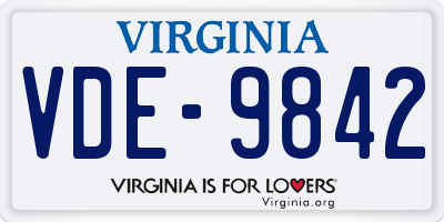 VA license plate VDE9842