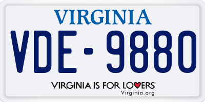 VA license plate VDE9880