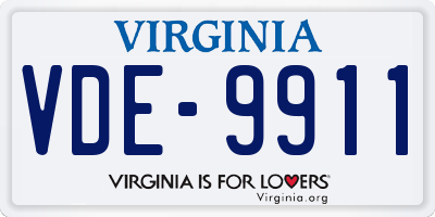 VA license plate VDE9911