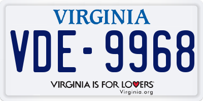 VA license plate VDE9968