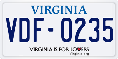 VA license plate VDF0235