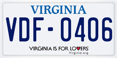 VA license plate VDF0406