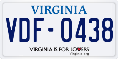VA license plate VDF0438