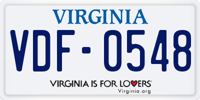 VA license plate VDF0548