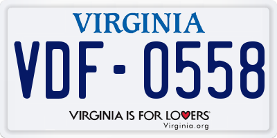 VA license plate VDF0558
