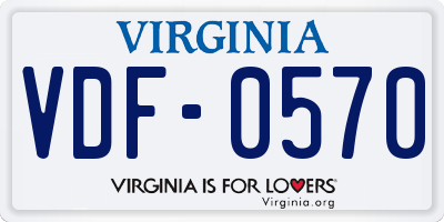 VA license plate VDF0570