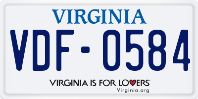 VA license plate VDF0584