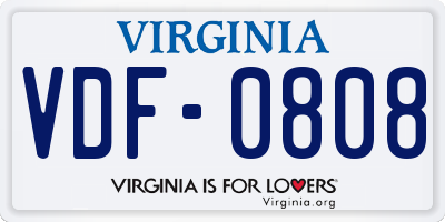 VA license plate VDF0808