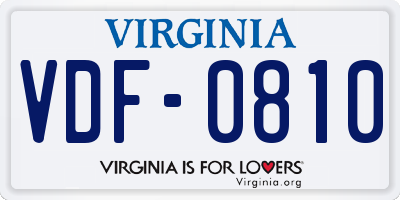 VA license plate VDF0810