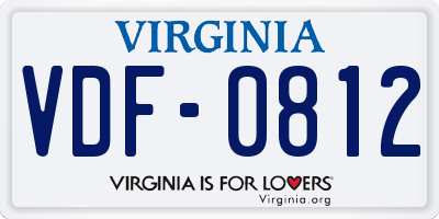 VA license plate VDF0812