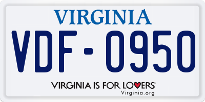VA license plate VDF0950