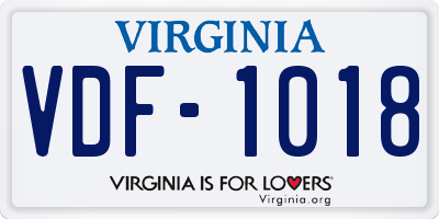 VA license plate VDF1018