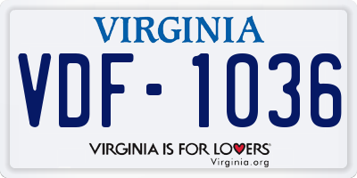 VA license plate VDF1036