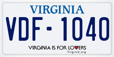 VA license plate VDF1040