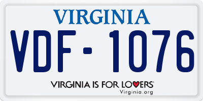 VA license plate VDF1076