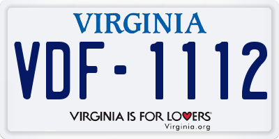 VA license plate VDF1112