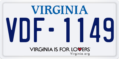 VA license plate VDF1149