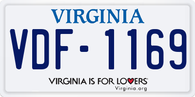 VA license plate VDF1169