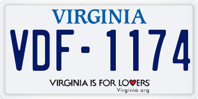 VA license plate VDF1174