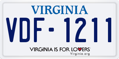 VA license plate VDF1211
