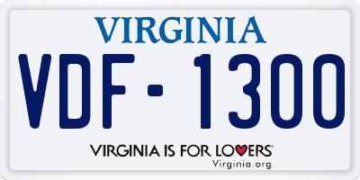 VA license plate VDF1300