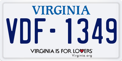VA license plate VDF1349
