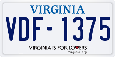 VA license plate VDF1375