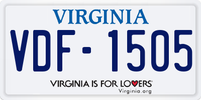 VA license plate VDF1505