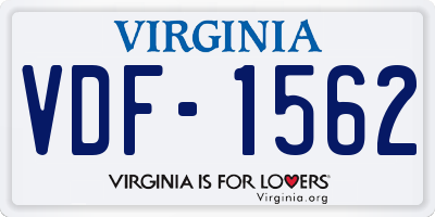 VA license plate VDF1562