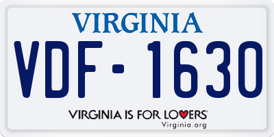 VA license plate VDF1630